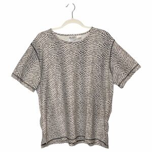 RUSS DESIGNED FOR PLUS WOMENS SHORT SLEEVE ANIMAL PRINT TOP SIZE 1X